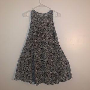 Black and White Floral Print Strapless Dress